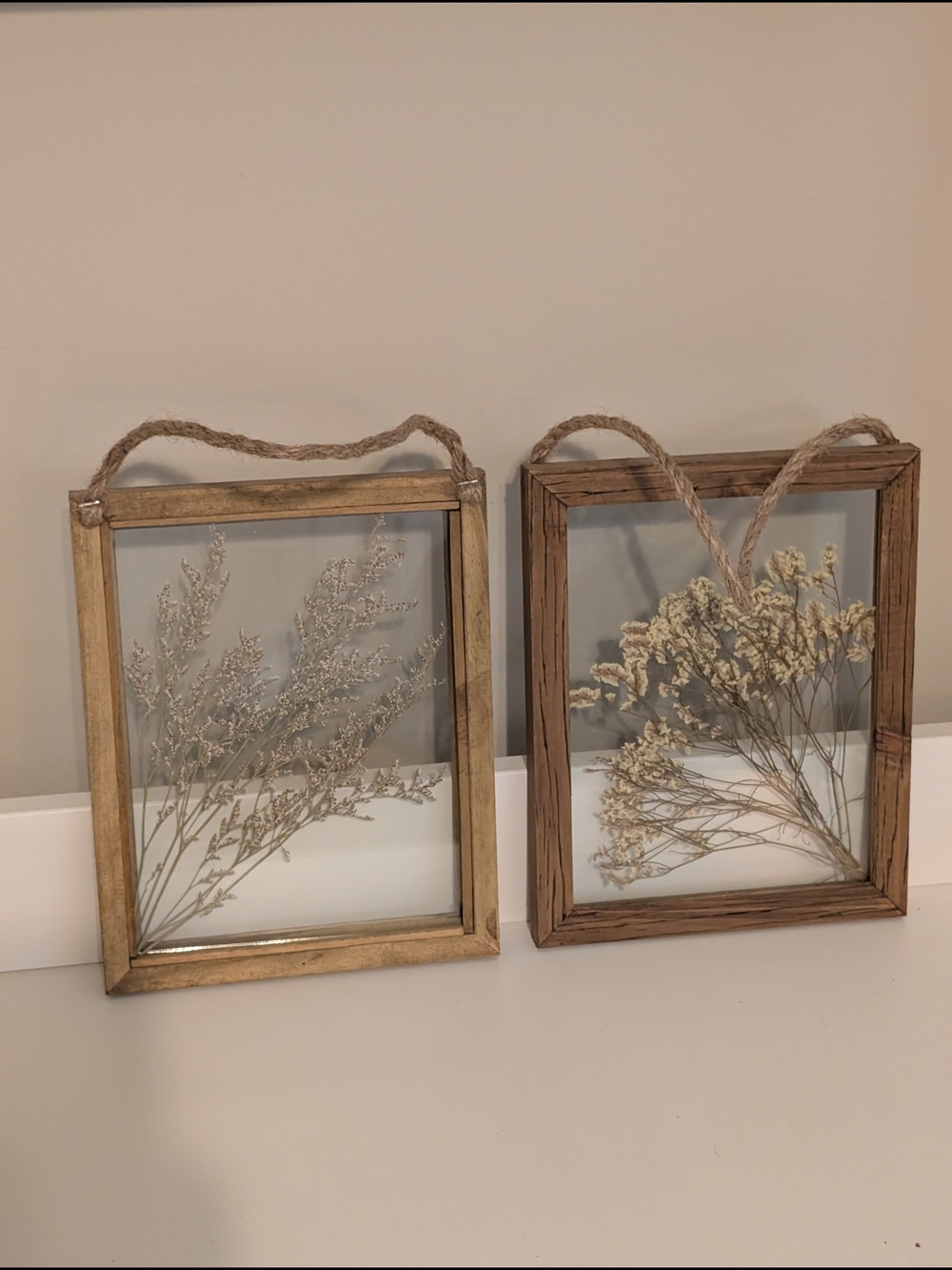 Set of 2 Rustic Floating Dried Flower Frames